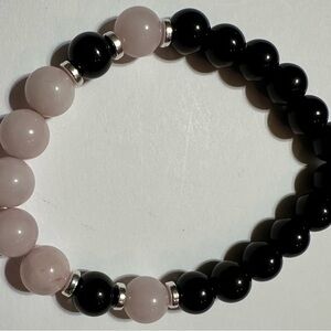 Rose Quartz & Black Onyx Bracelet – Love, Protection, Healing Crystal Jewelry